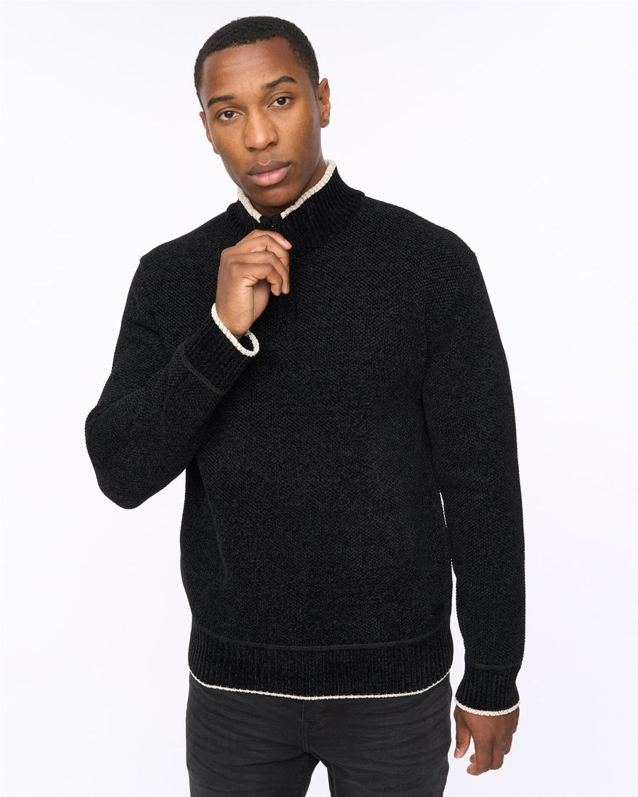 Mens Coldwell Chenille 1/4 Zip Knit Black