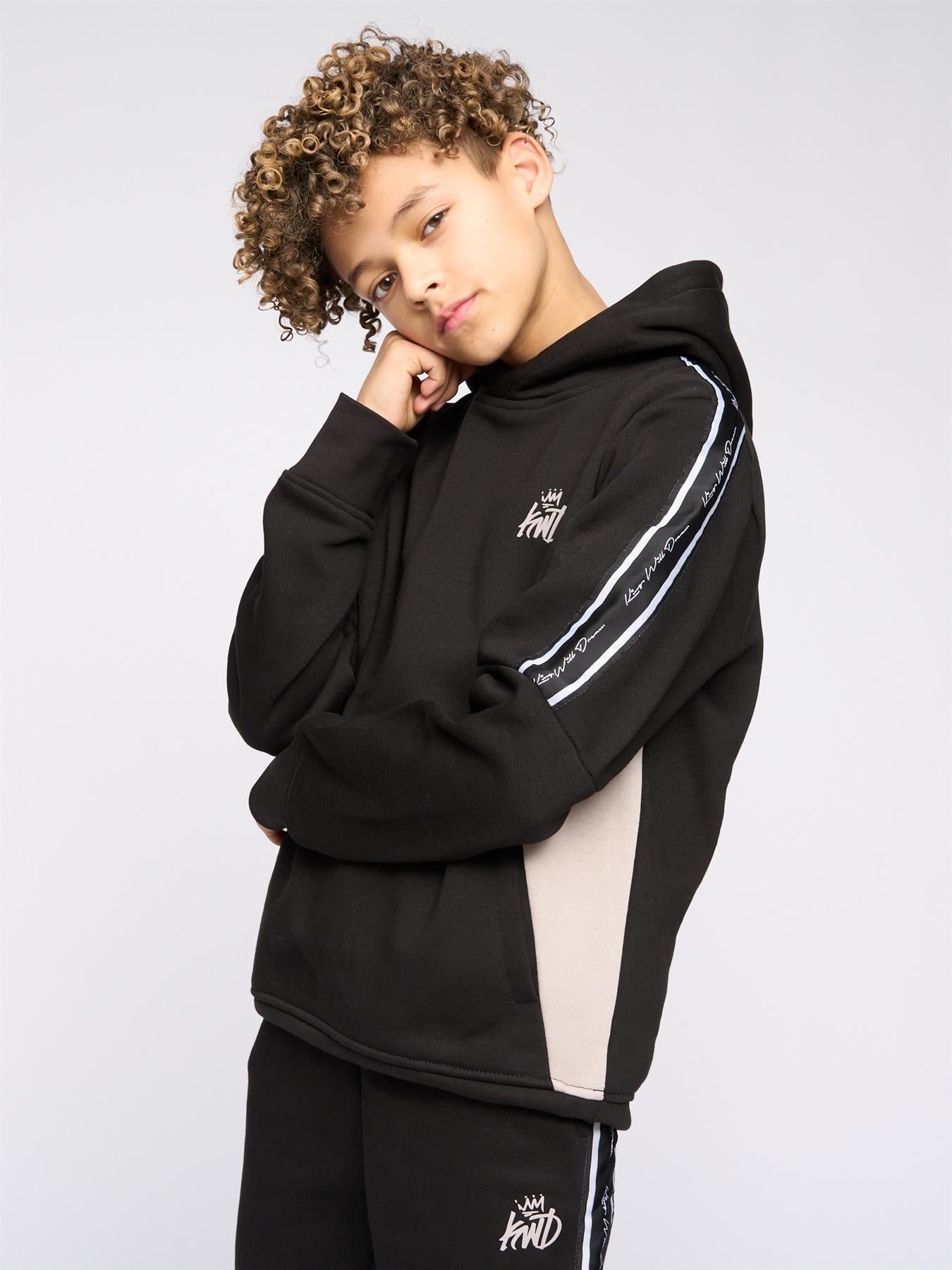 Kids Boys Techy Taped Tracksuit Black