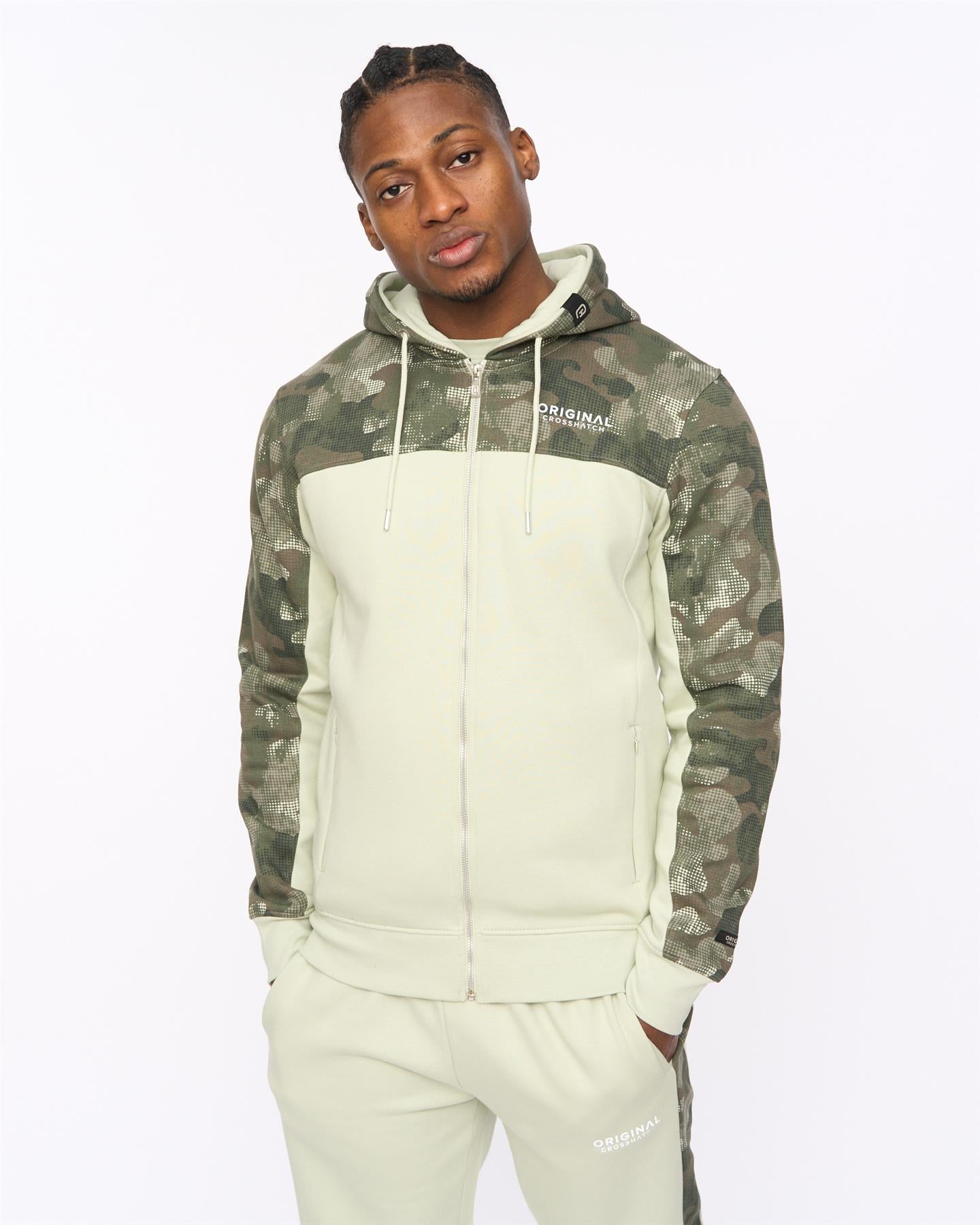 Mens Branton Zip Thru Hoodie Light Olive