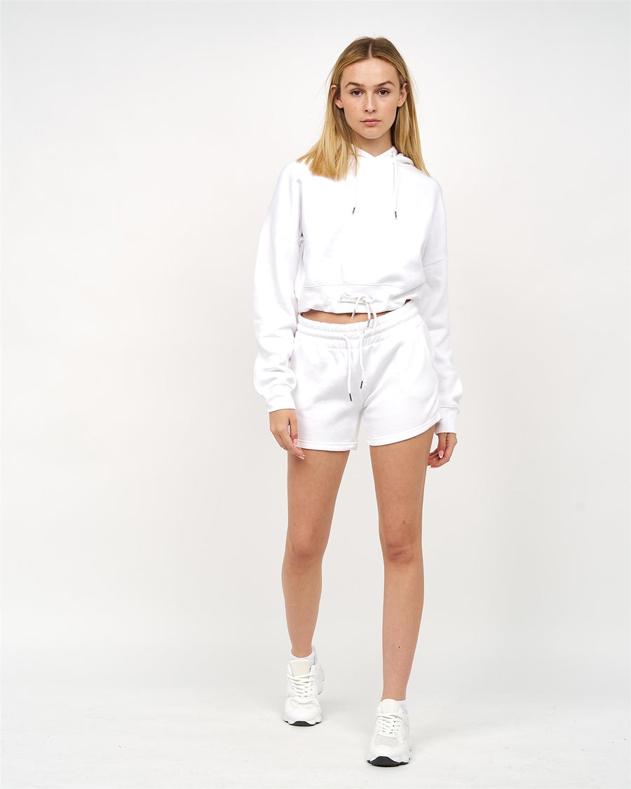 Womens Danica Crop Hoodie White