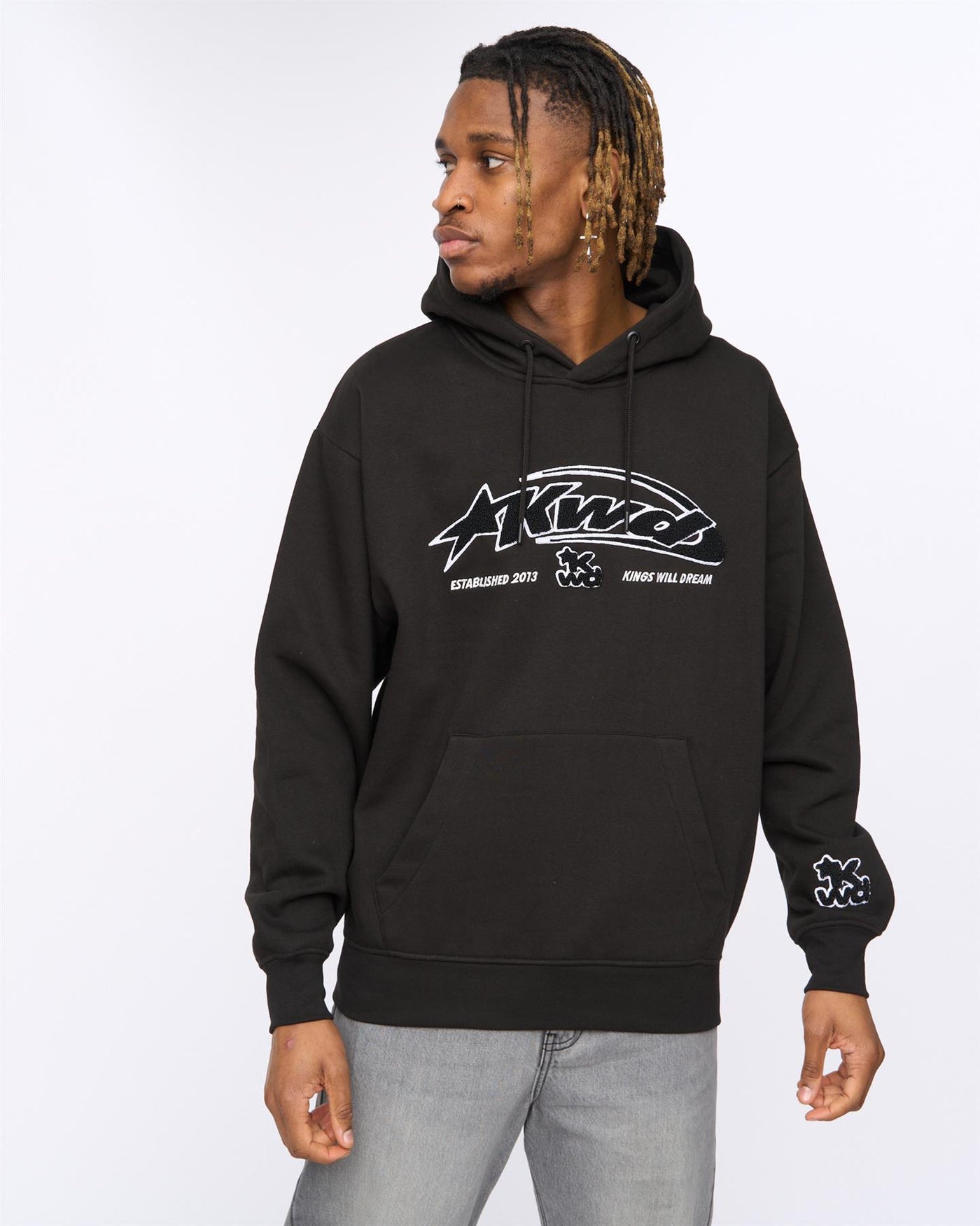 Mens Dashed Hoodie Black