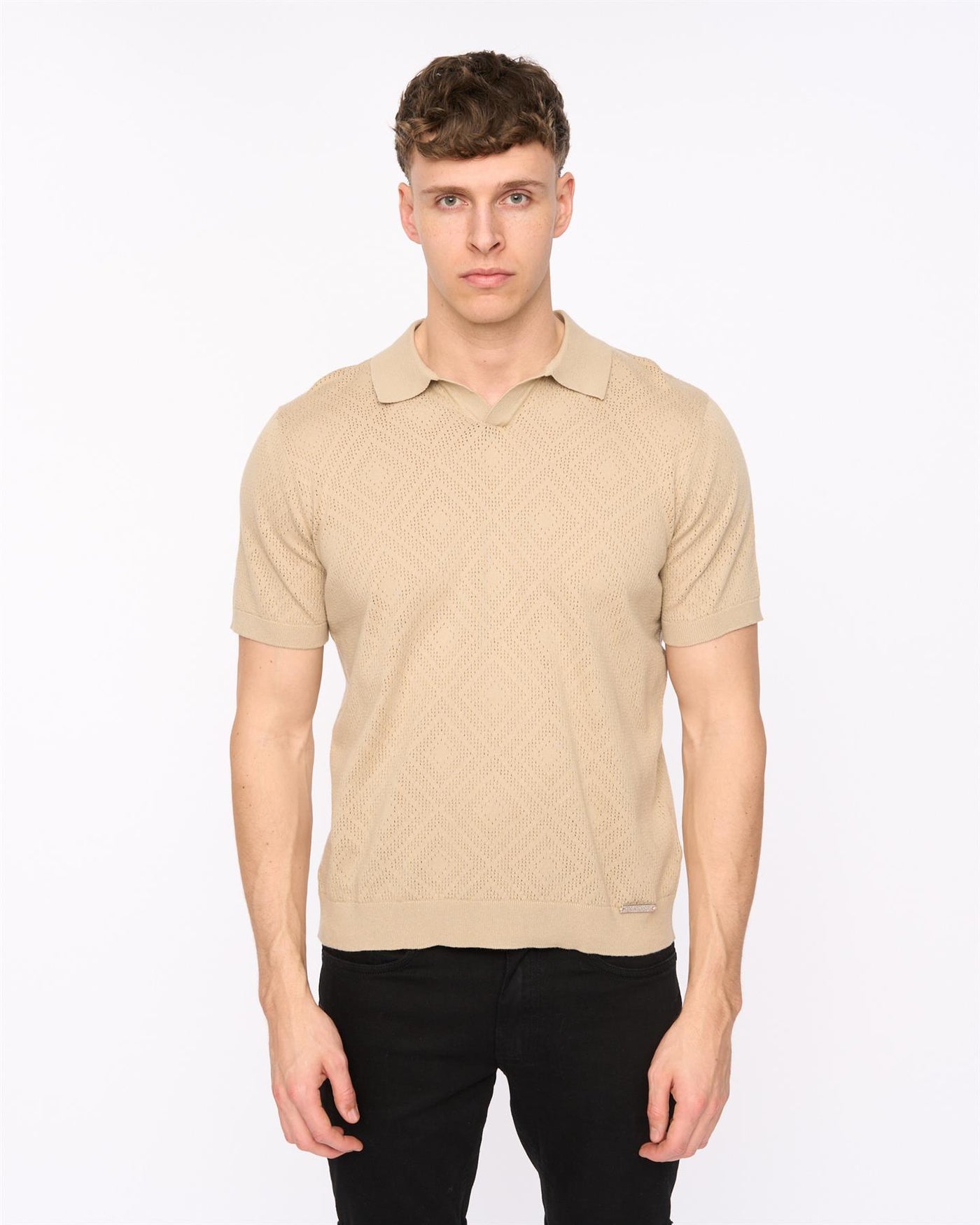 Mens Dedham Knit Polo Stone