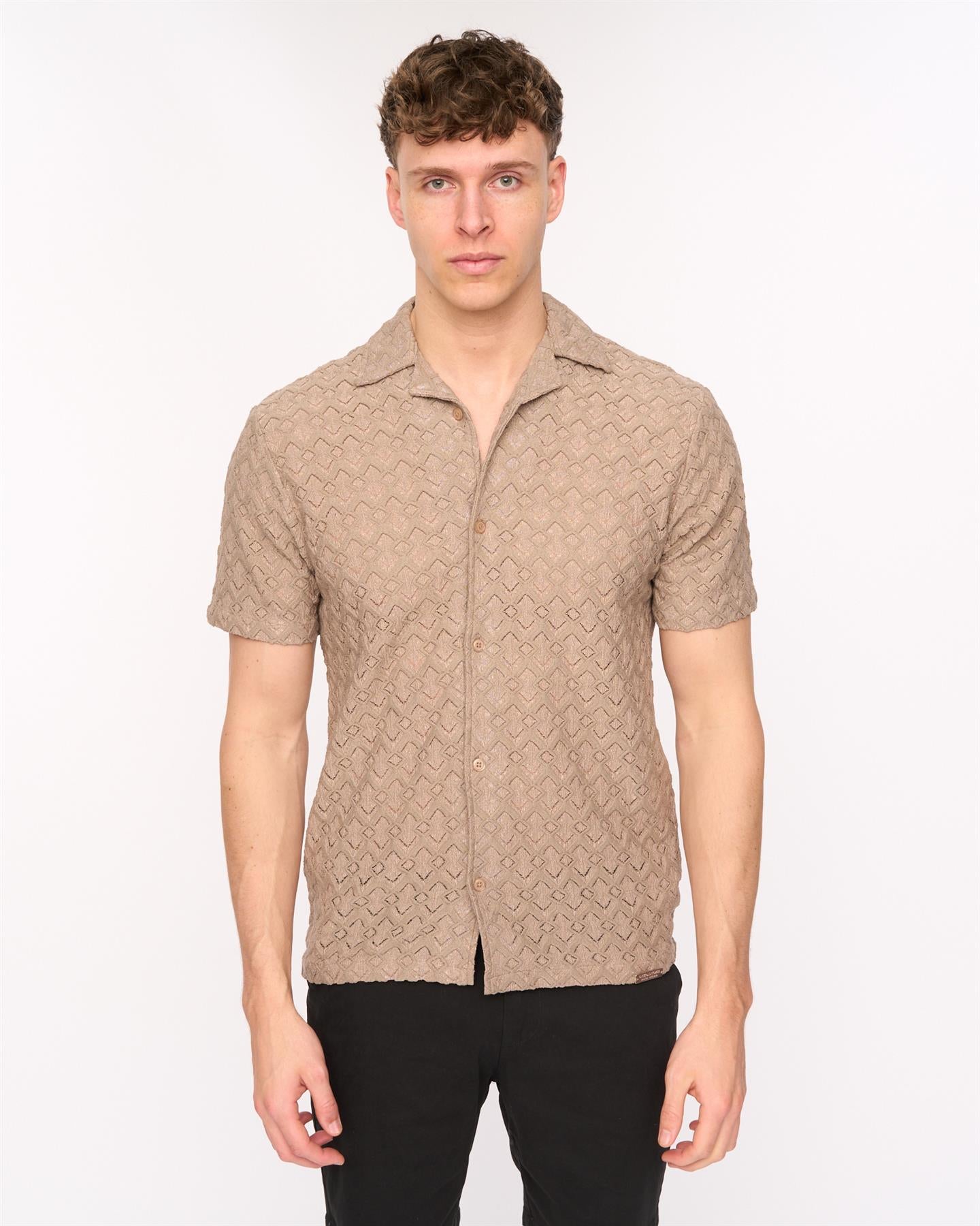 Mens Foxborough Knit Shirt Taupe