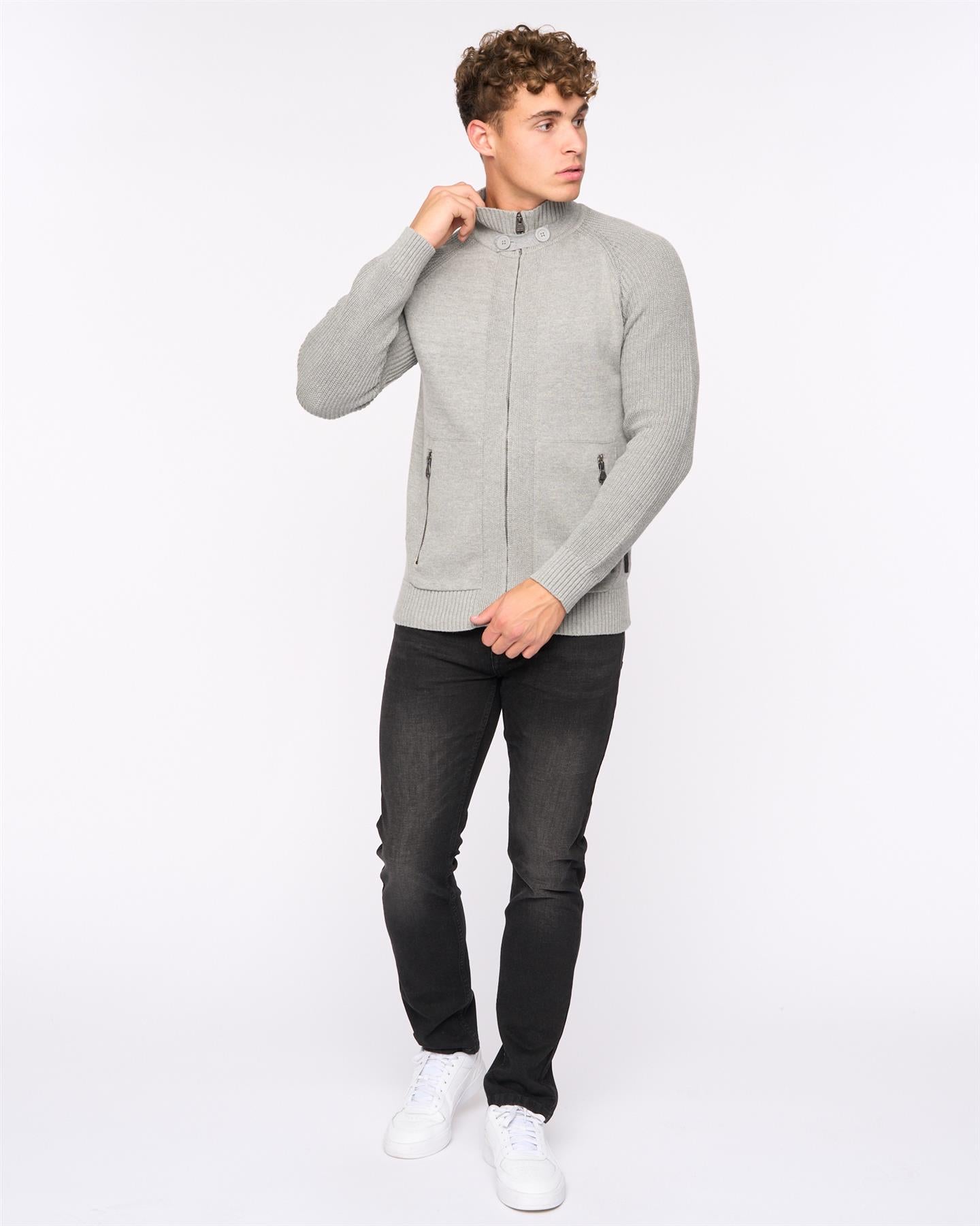 Mens Birchin Zip Thru Knit Grey