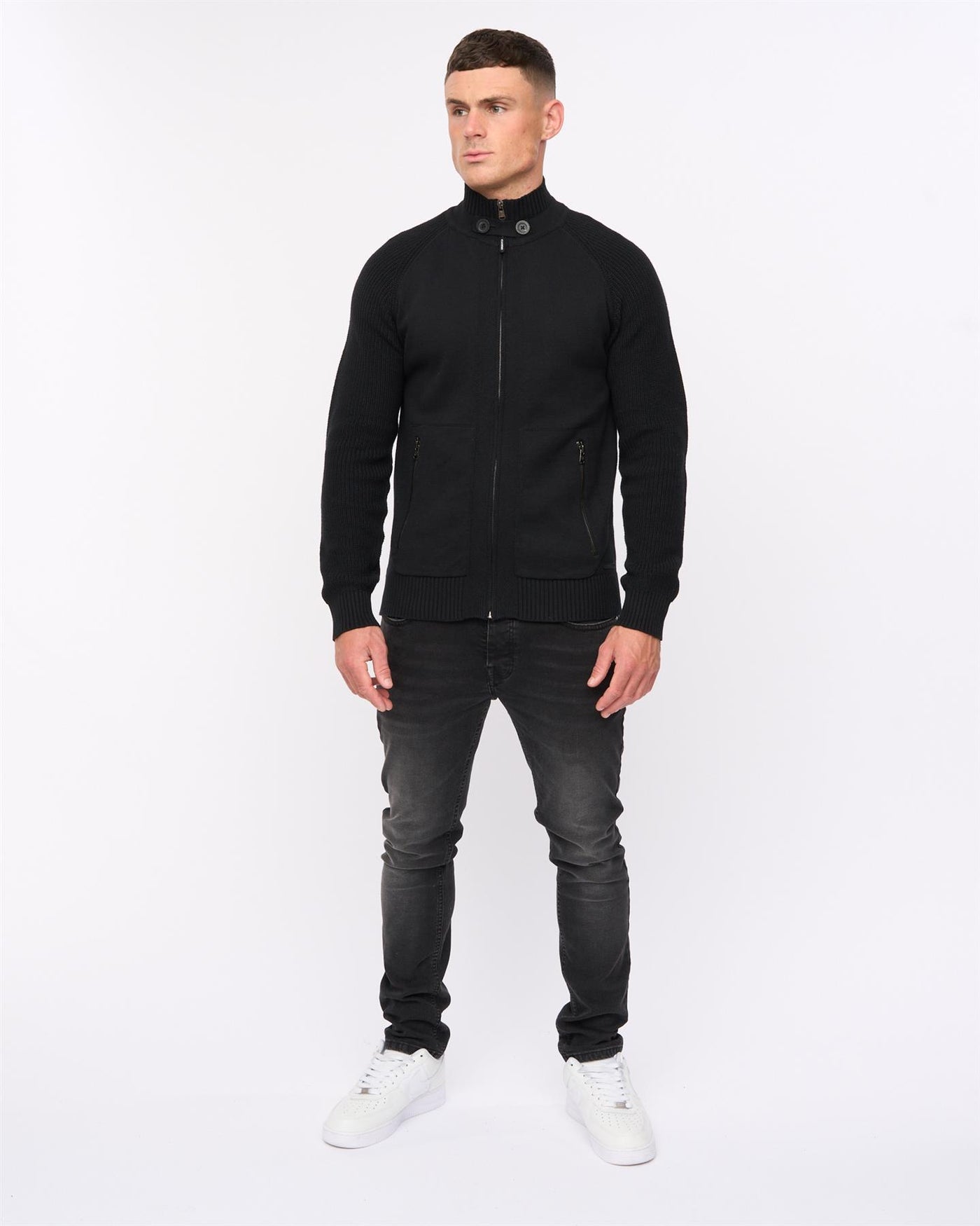 Mens Birchin Zip Thru Knit Black
