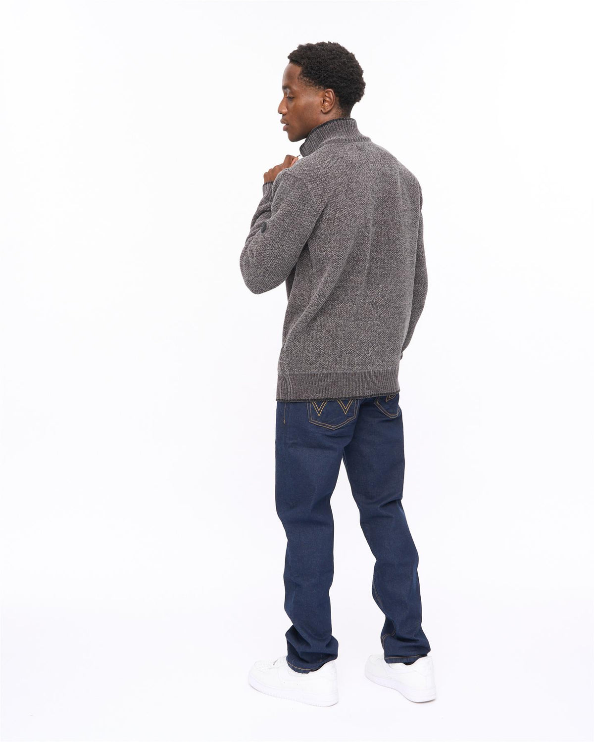 Hayton Funnel Neck 1/4 Zip Sweater Mid Grey