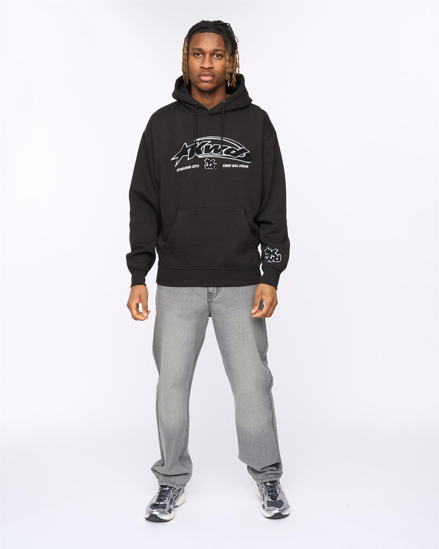 Mens Dashed Hoodie Black