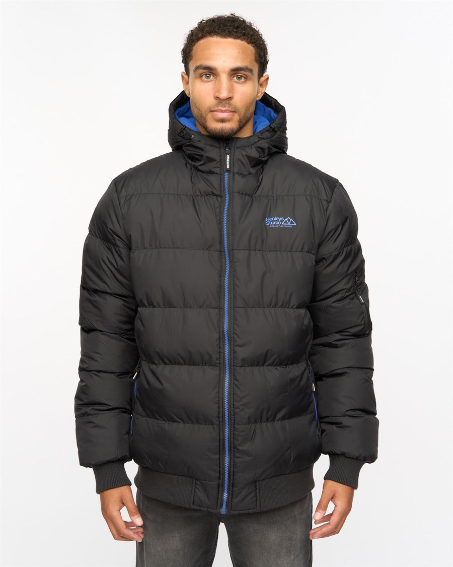 Mens Thinker Puffer Bomber Jacket Black