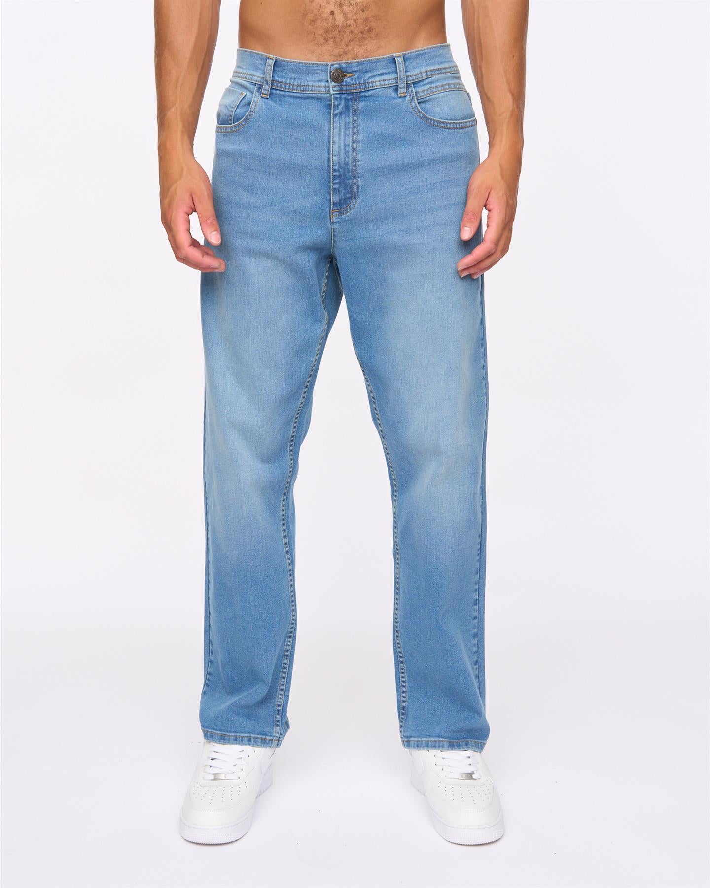 Mens Rushawn Relaxed Fit Jeans Light Wash