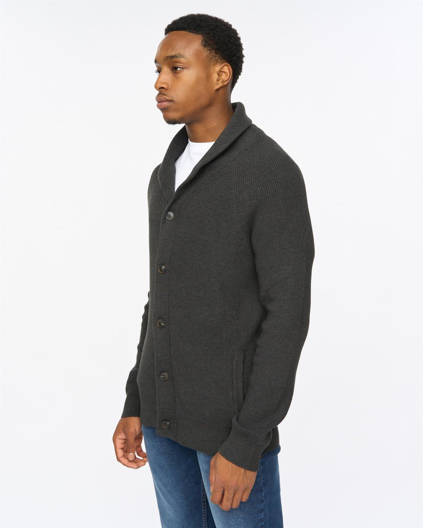Mens Venosa Shawl Cardigan Charcoal