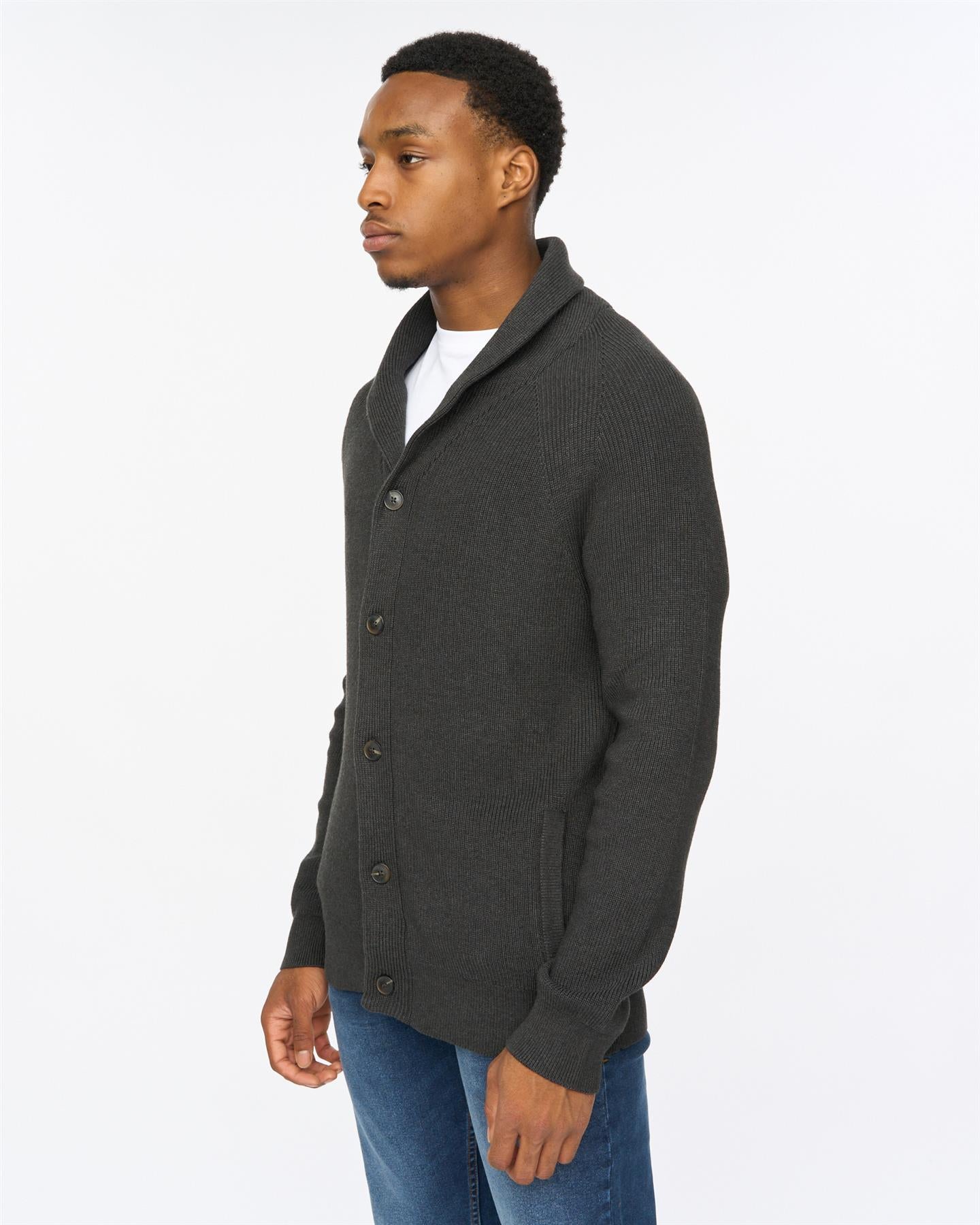 Mens Venosa Shawl Cardigan Charcoal