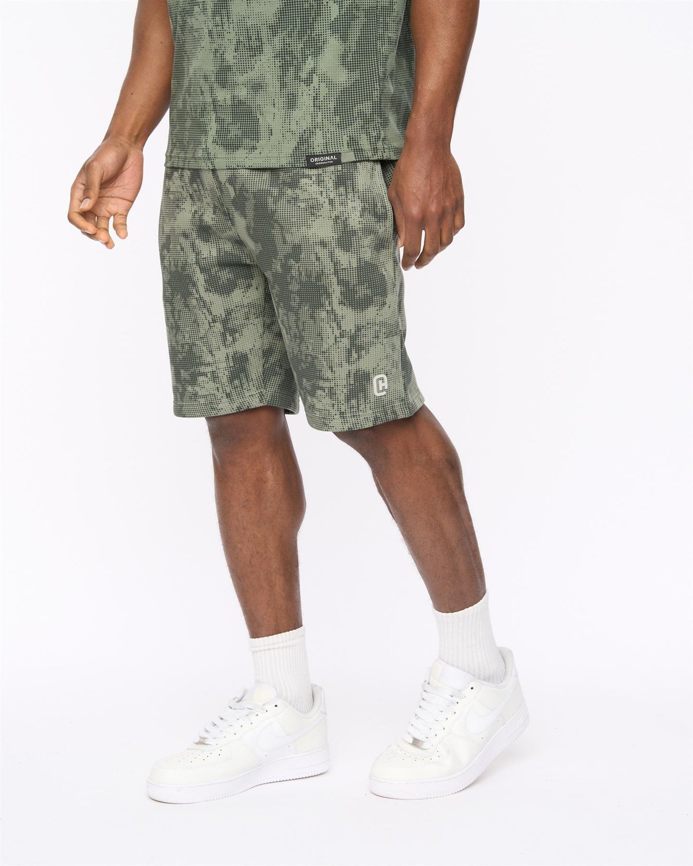Mens Bardon Camo Jog Shorts Olive