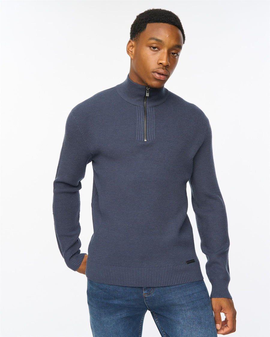 Mens Potenza 1/4 Zip Knit Navy