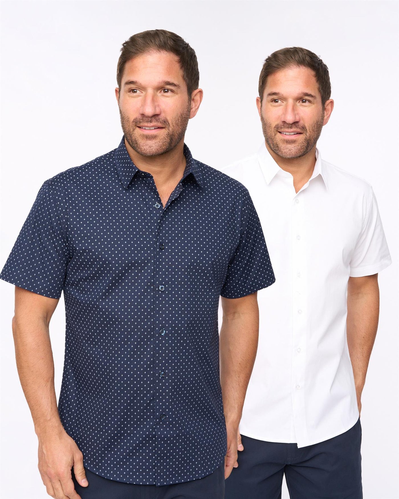 Mens Domesta Short Sleeve Shirt 2pk Navy/White