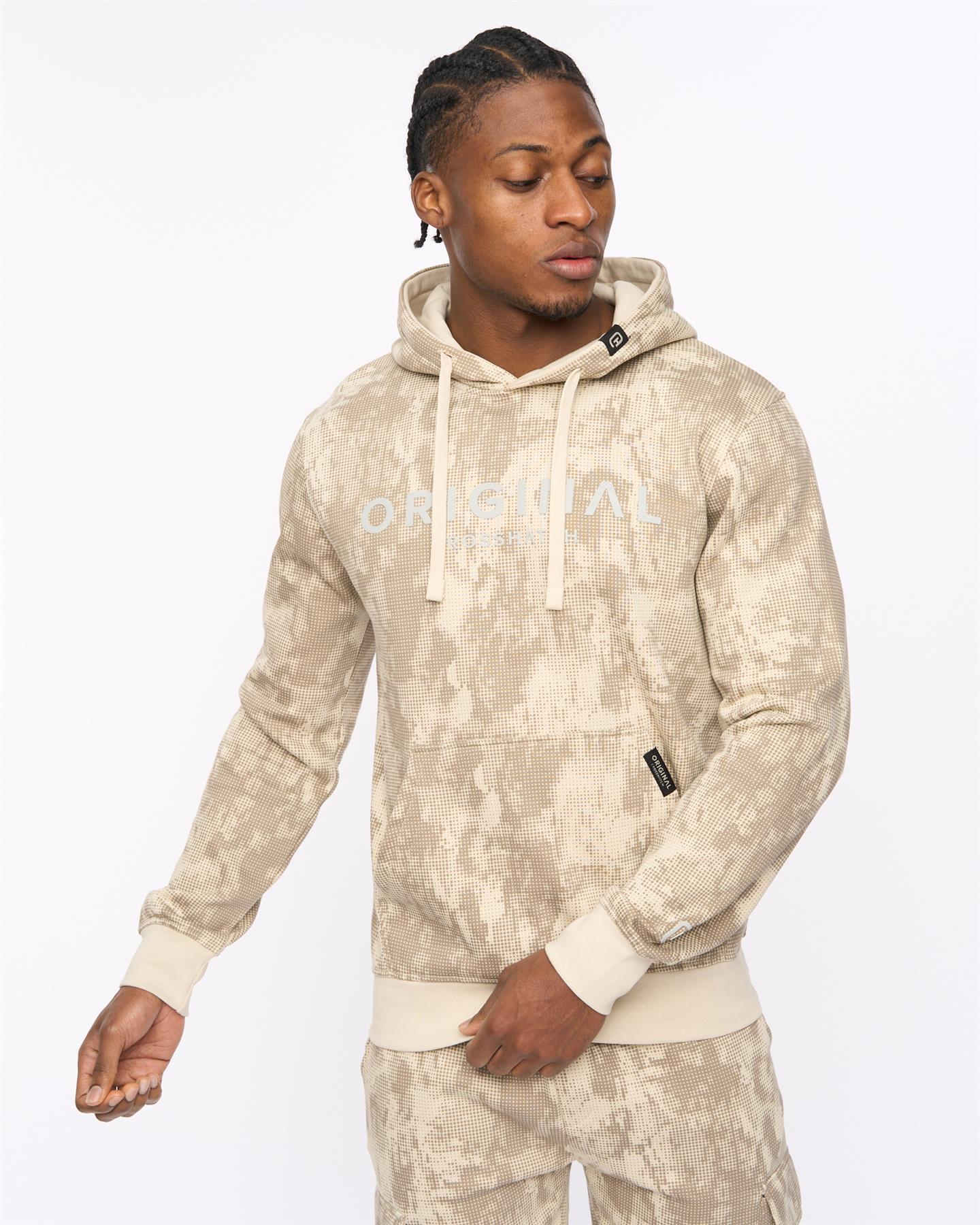 Mens Bardon Camo Hoodie Light Stone
