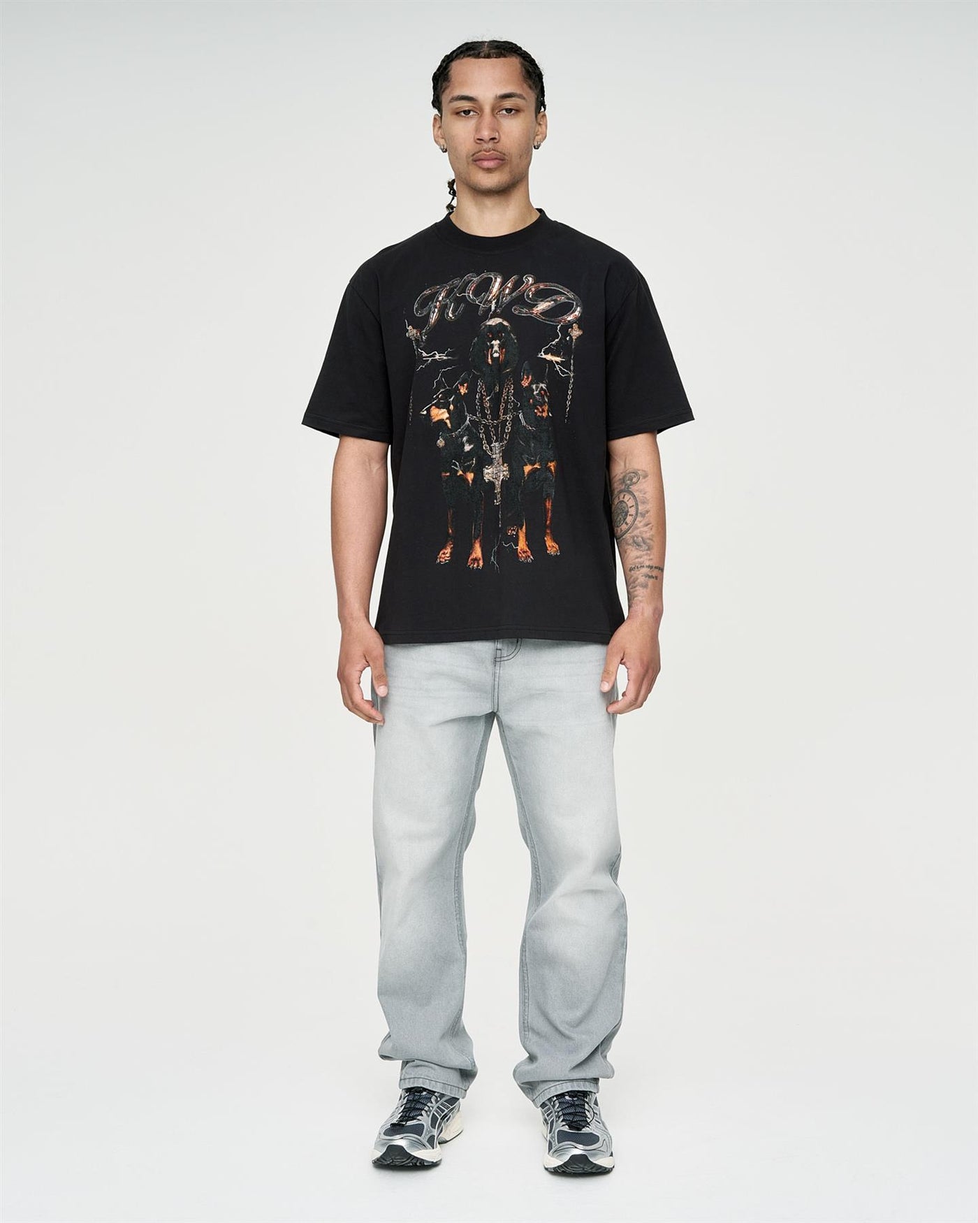 Mens Studio Dee Baggy Jeans Light Grey Wash