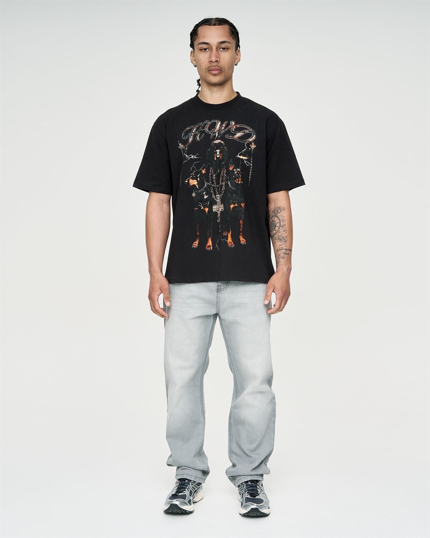 Mens Studio Dee Baggy Jeans Light Grey Wash