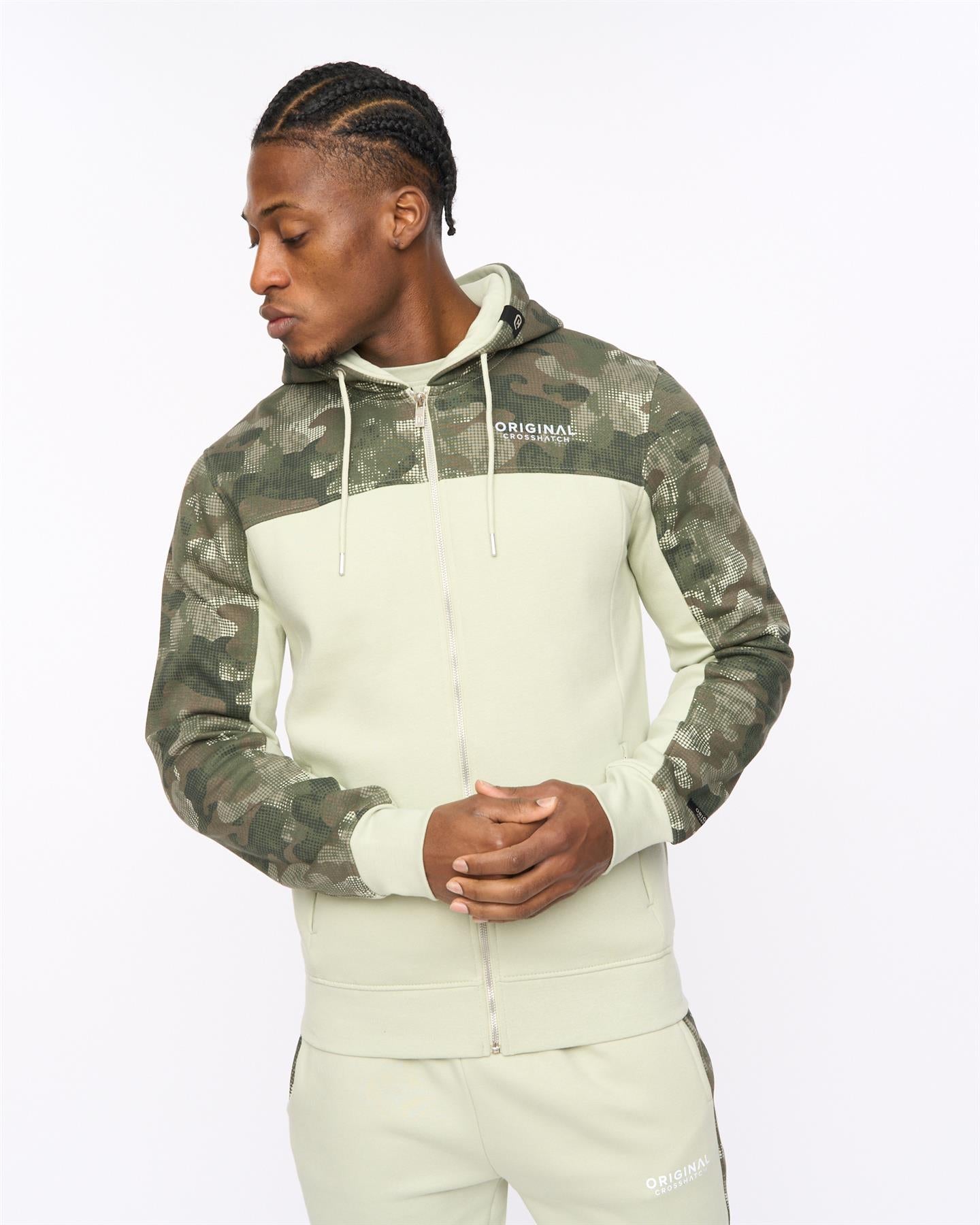 Mens Branton Zip Thru Hoodie Light Olive