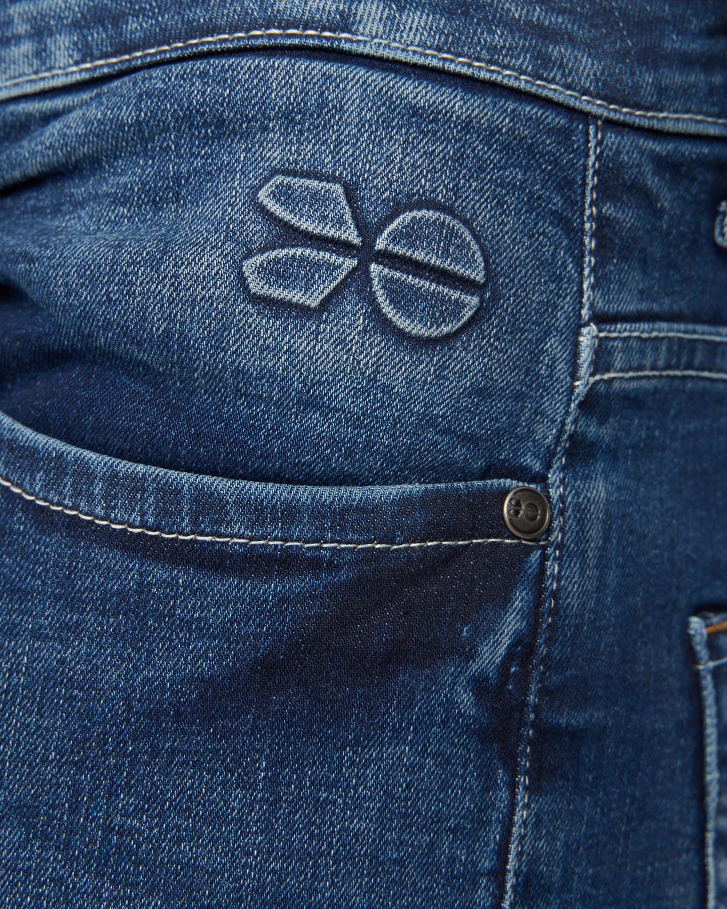 Tonwin Embossed Denim Shorts Dark Wash
