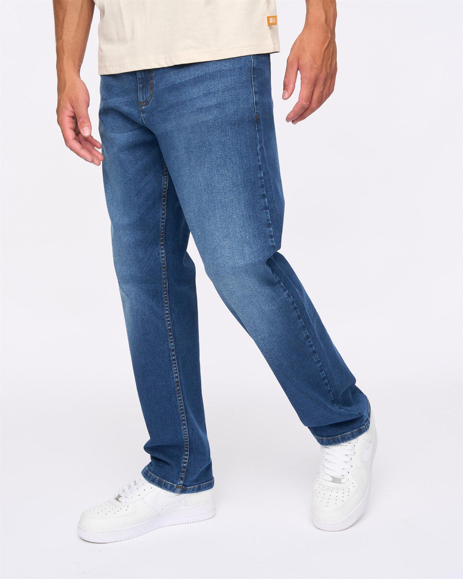 Mens Rushawn Relaxed Fit Jeans Mid Wash