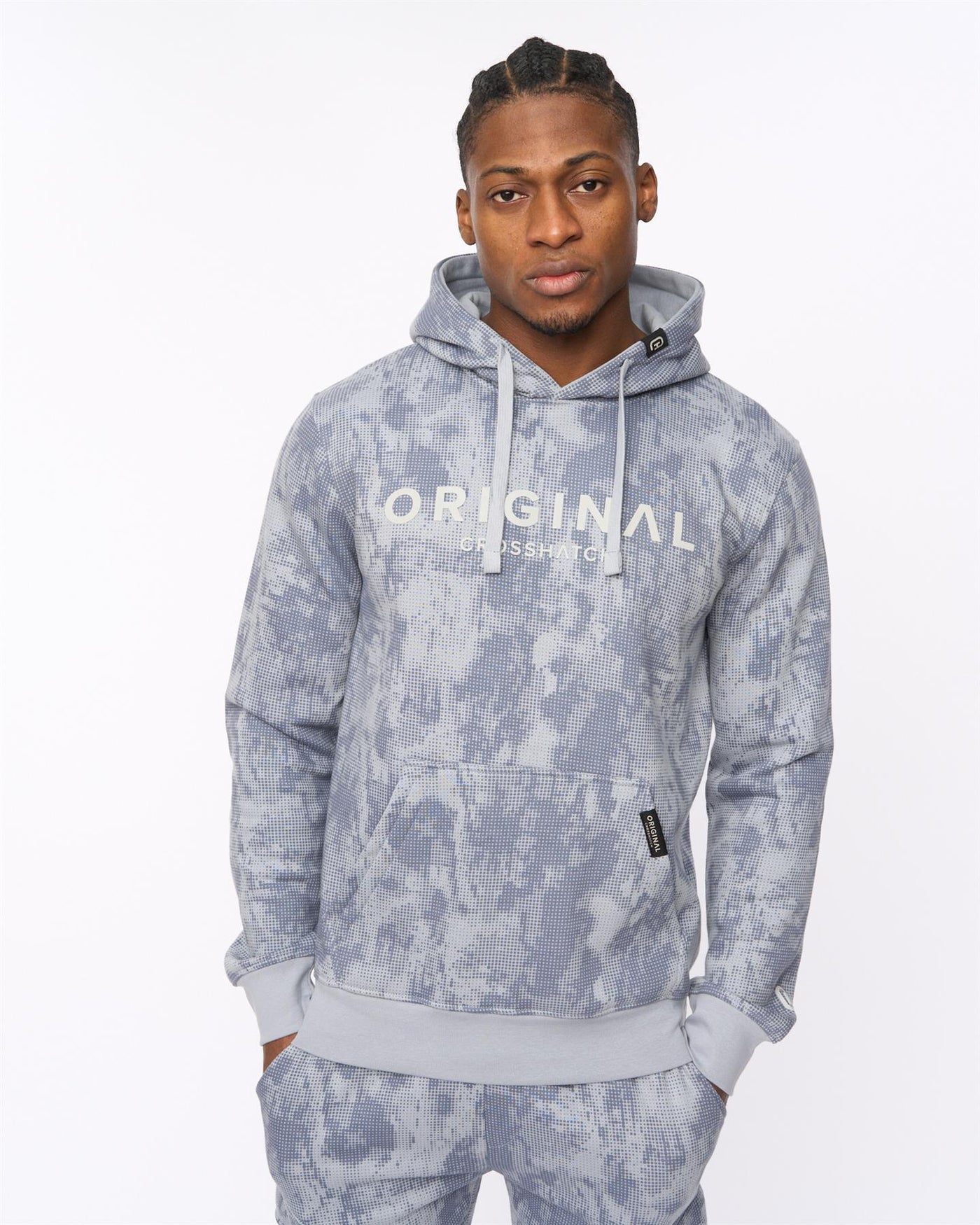 Mens Bardon Camo Hoodie Steel Blue