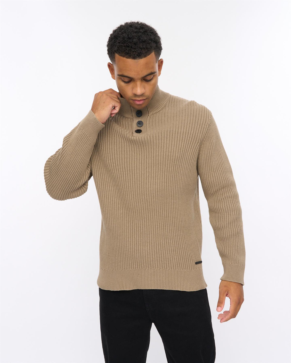 Mens Wellburys Chunky Knit Taupe