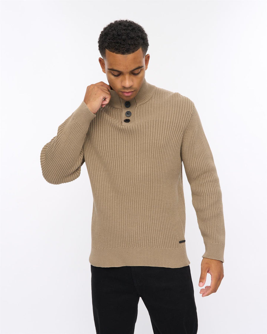 Mens Wellburys Chunky Knit Taupe