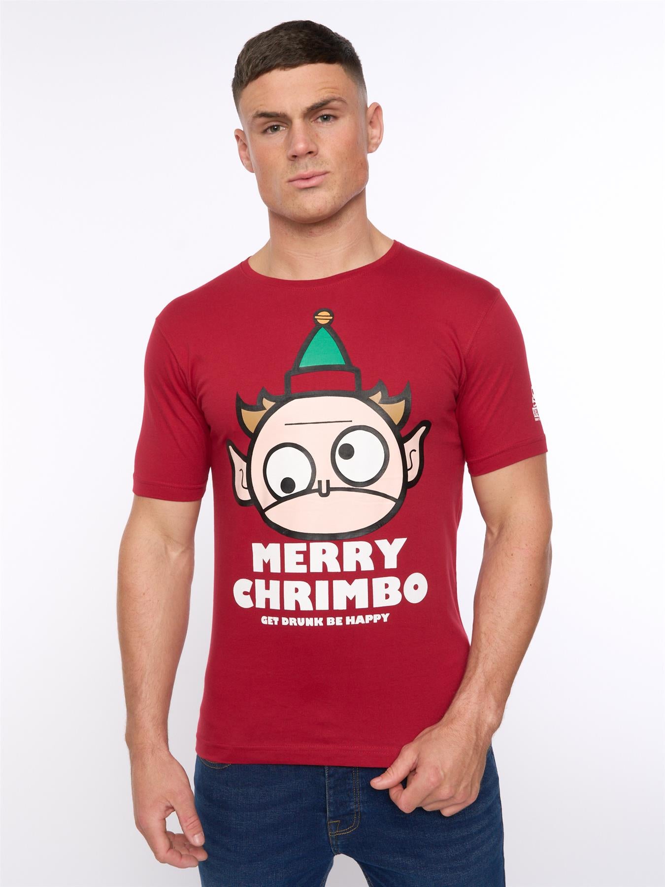 Mens Xplicit Drunk Elf T-Shirt Blood Red