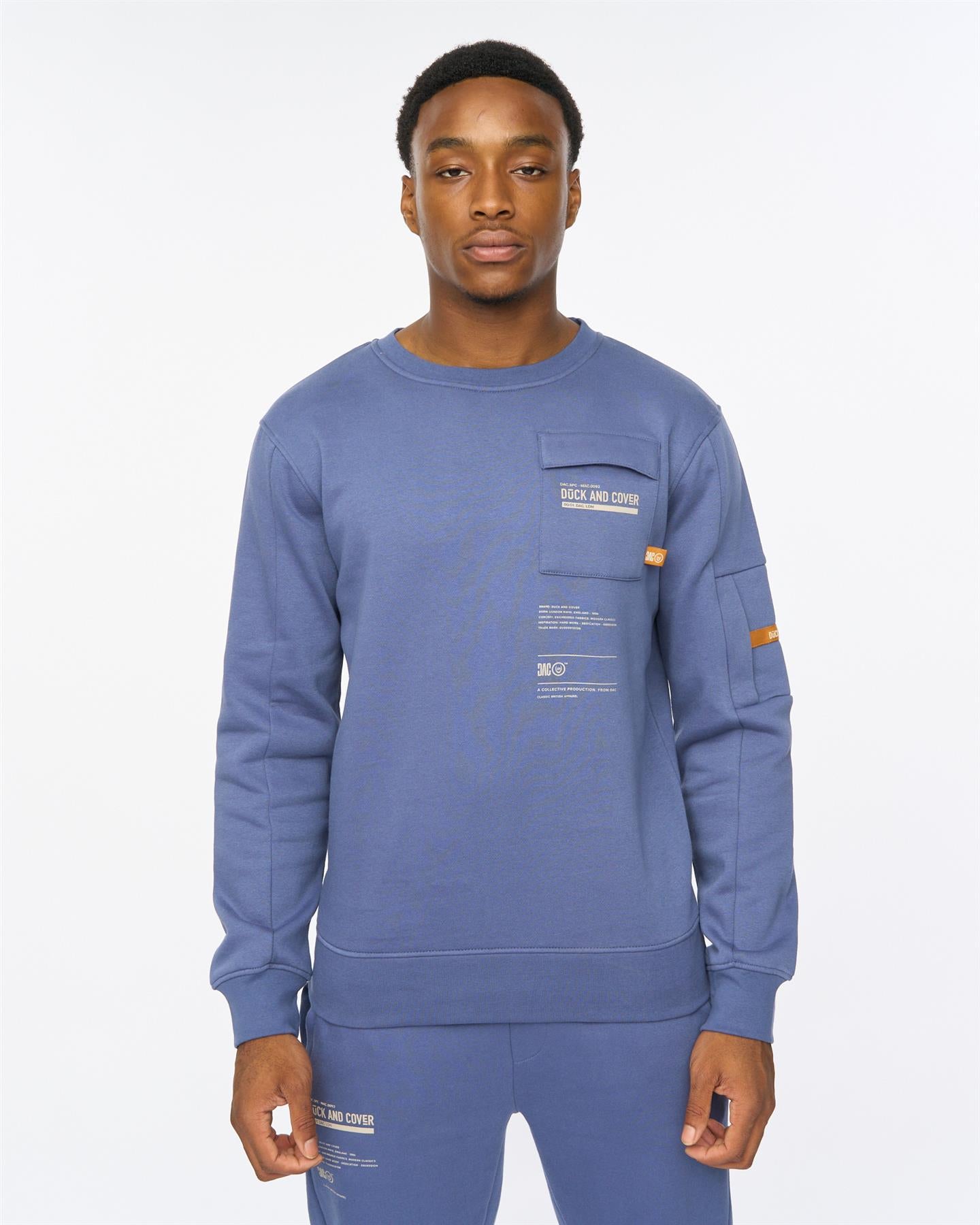 Mens Applewood Crew & Joggers Set Denim Blue