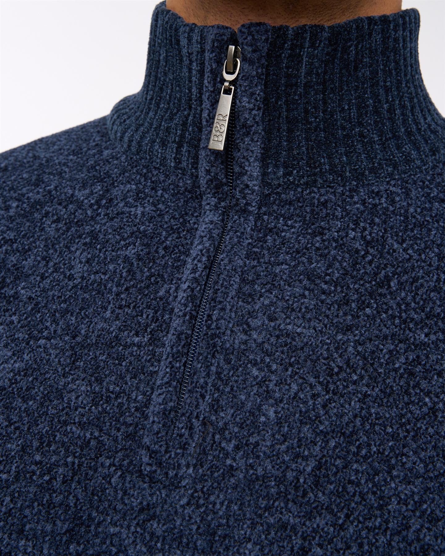Harewood Chenille 1/4 Zip Jumper Navy