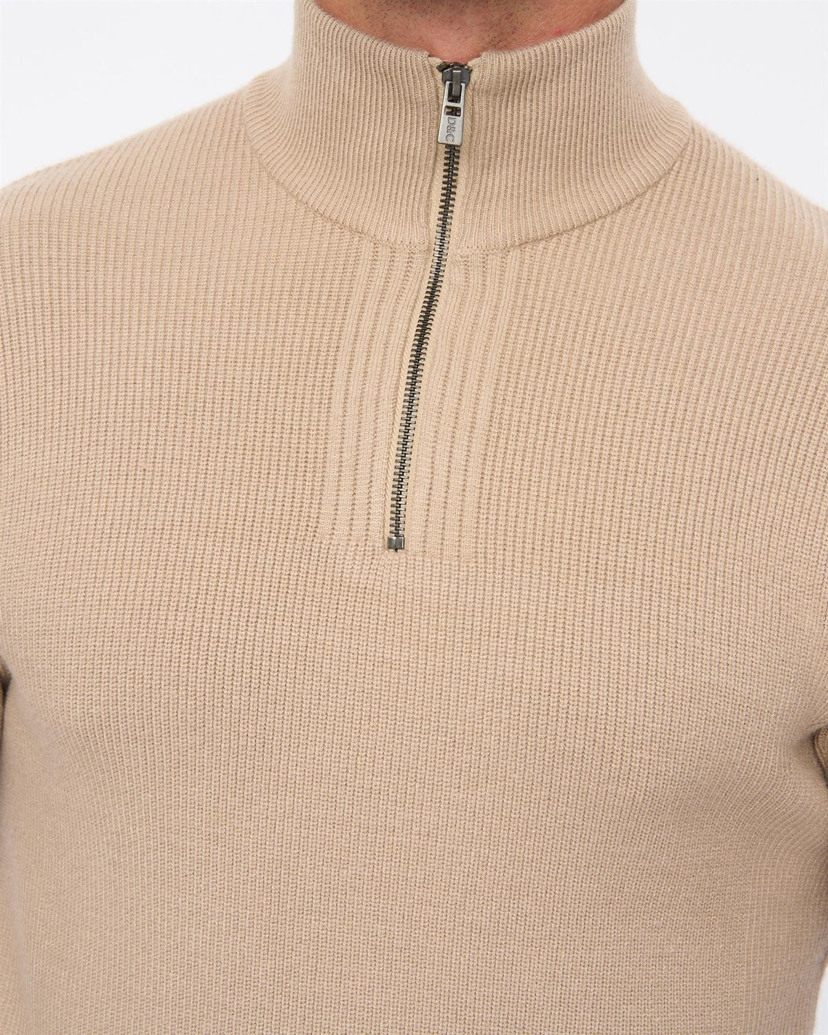 Mens Potenza 1/4 Zip Knit Stone