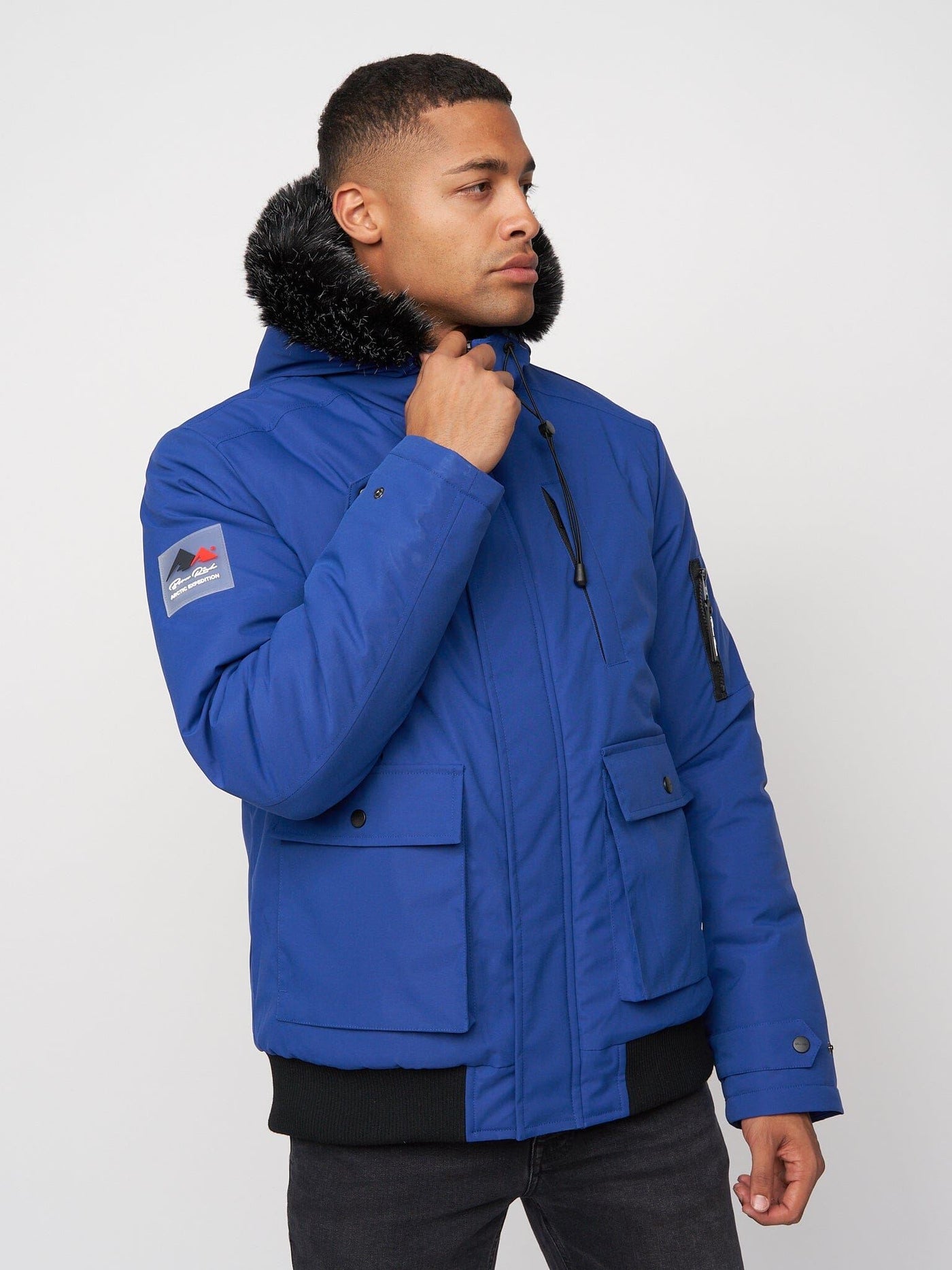 Emarnos Hooded Bomber Jacket Mid Blue