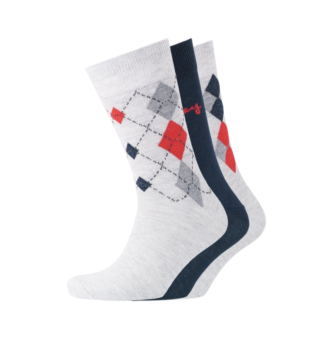 Mens Diamond Sig Socks 3pk - Lt Grey/Night Sky