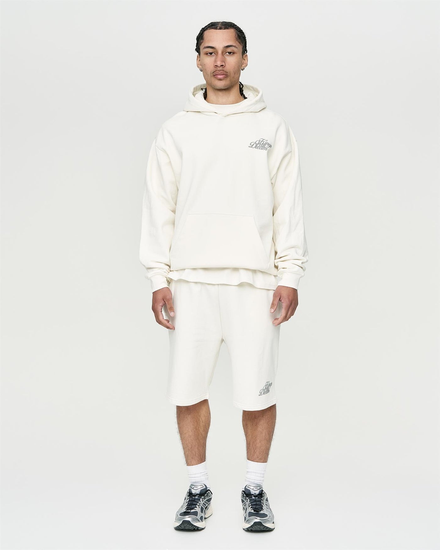 Mens Studio Scripted Hoodie Off White