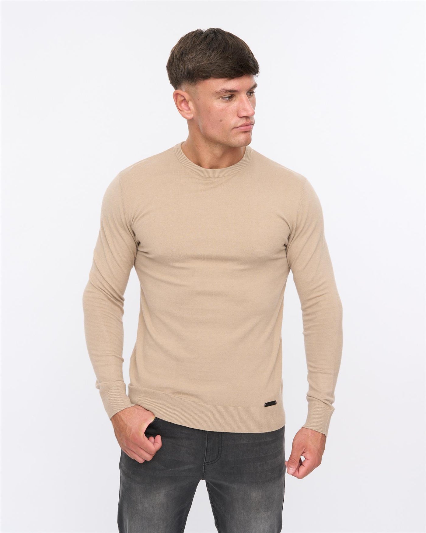 Mens Consenza Crew Knit Stone