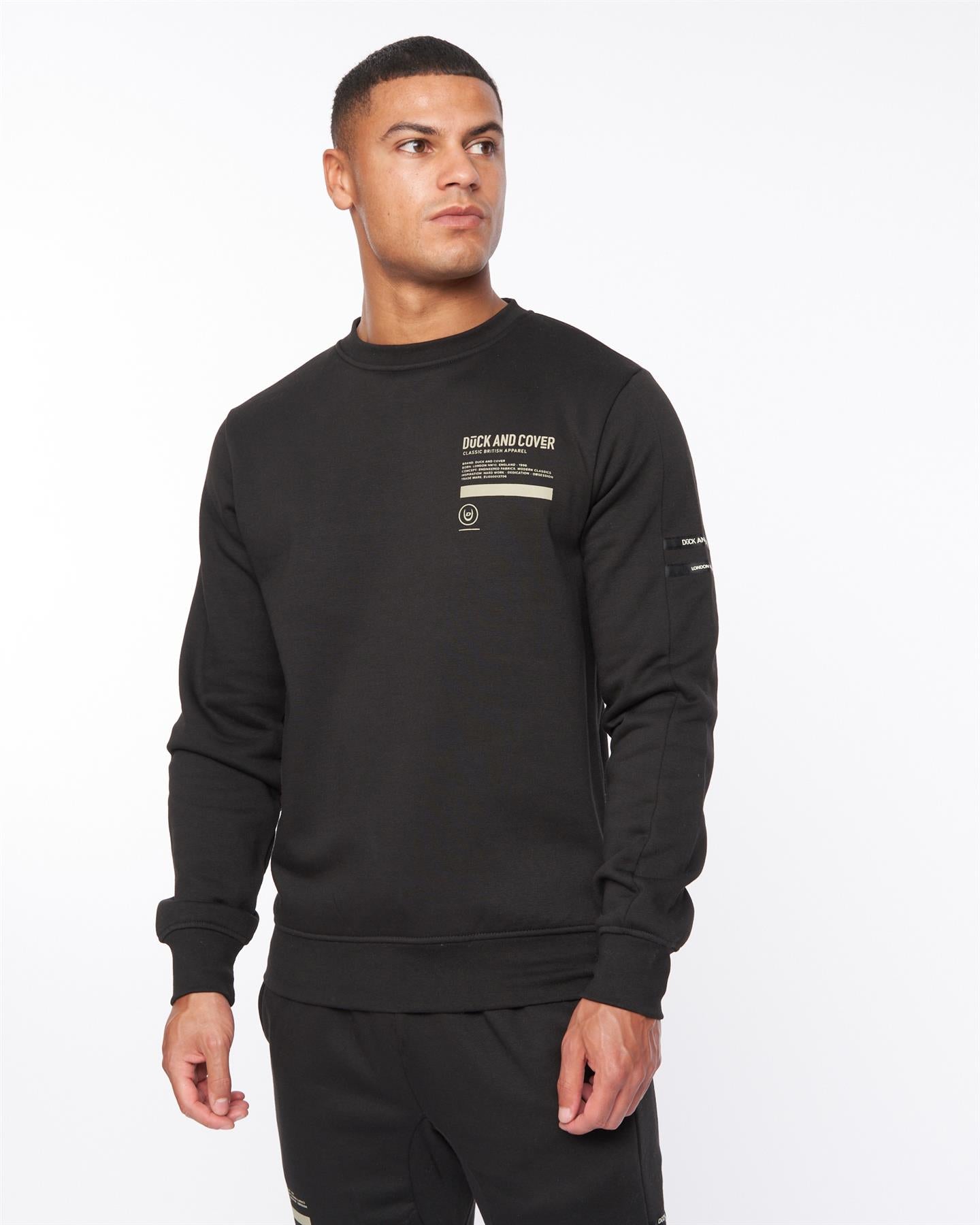Mens Jennerkins Crew Sweat & Joggers Set Black