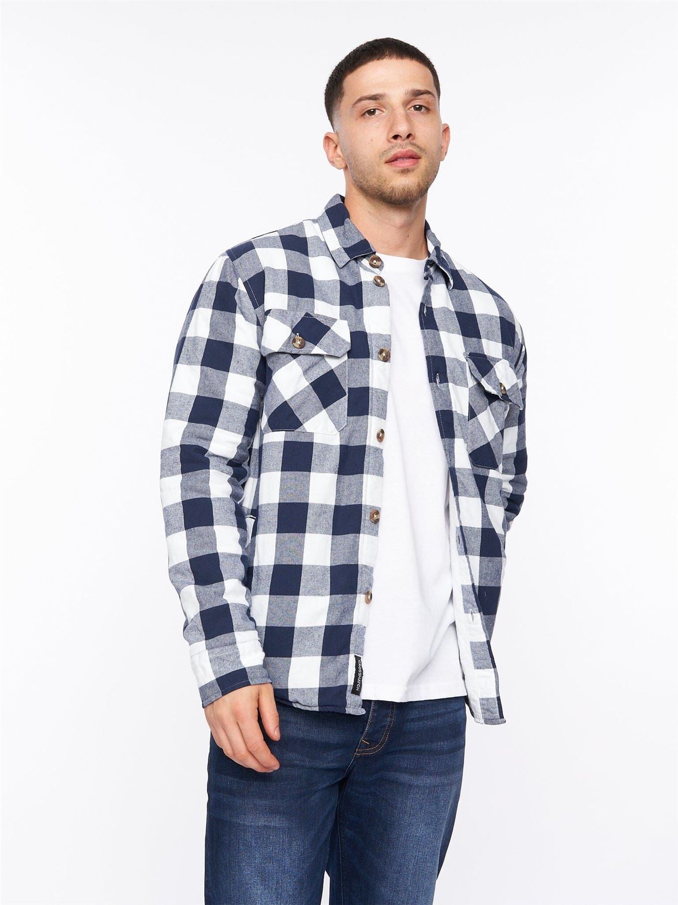 Demaro Check Lined Overshirt Navy