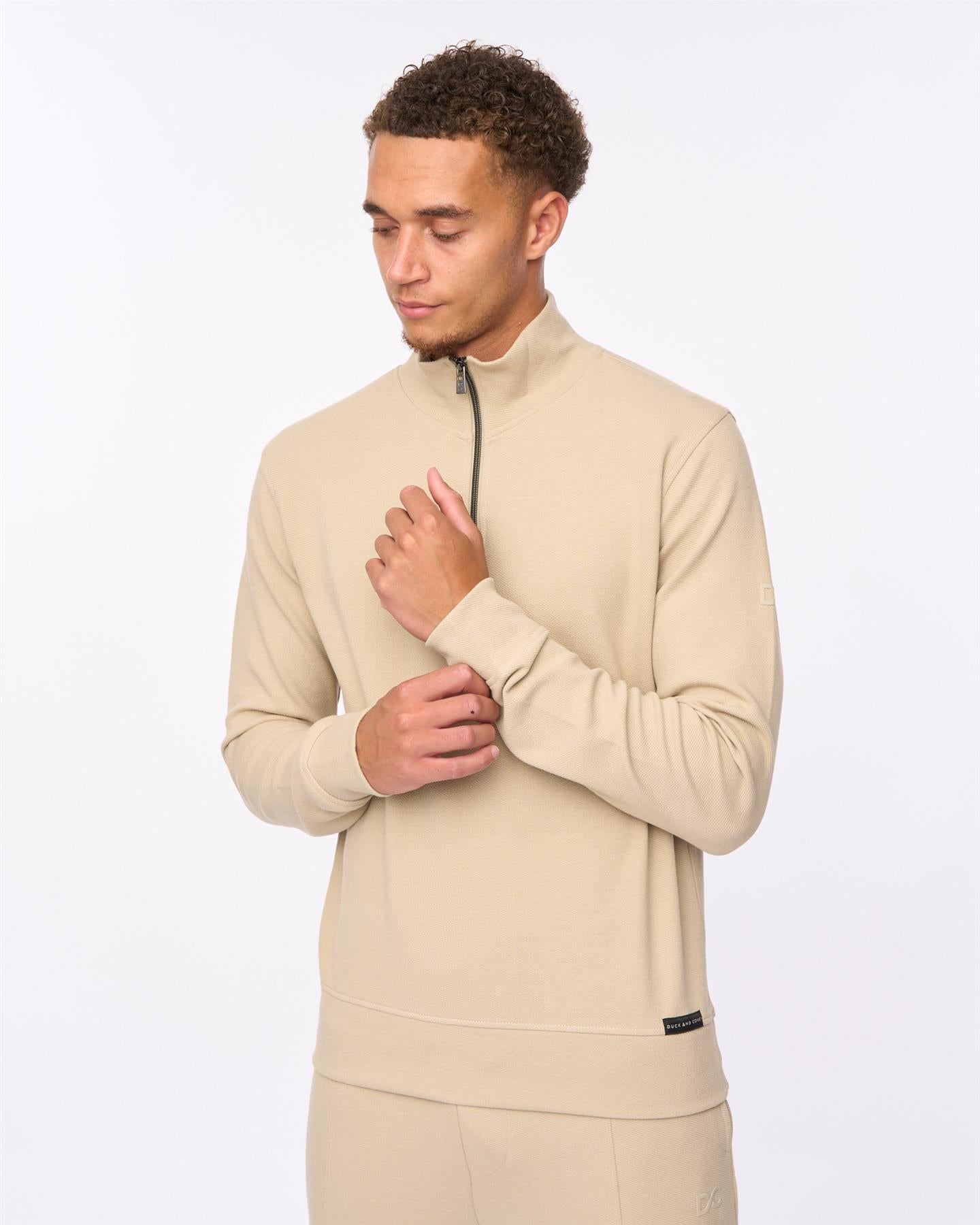 Mens Slellmoore 1/4 Zip Hoodie Stone