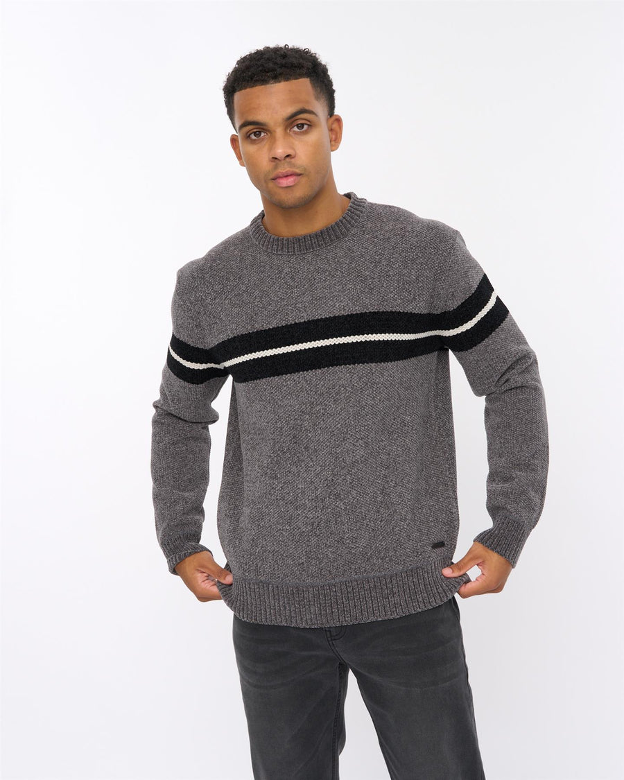 Mens Roundall Chenille Knit Grey Marl