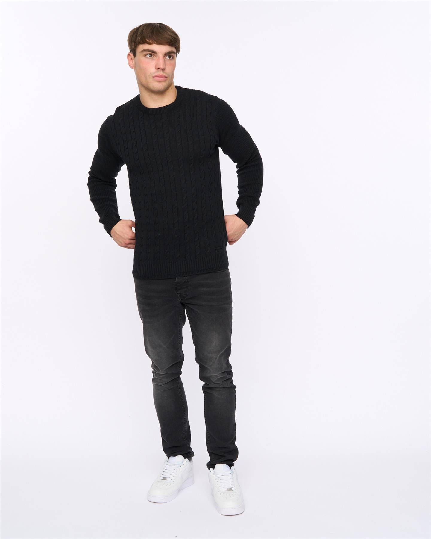 Mens Kabstars Cable Knit Black