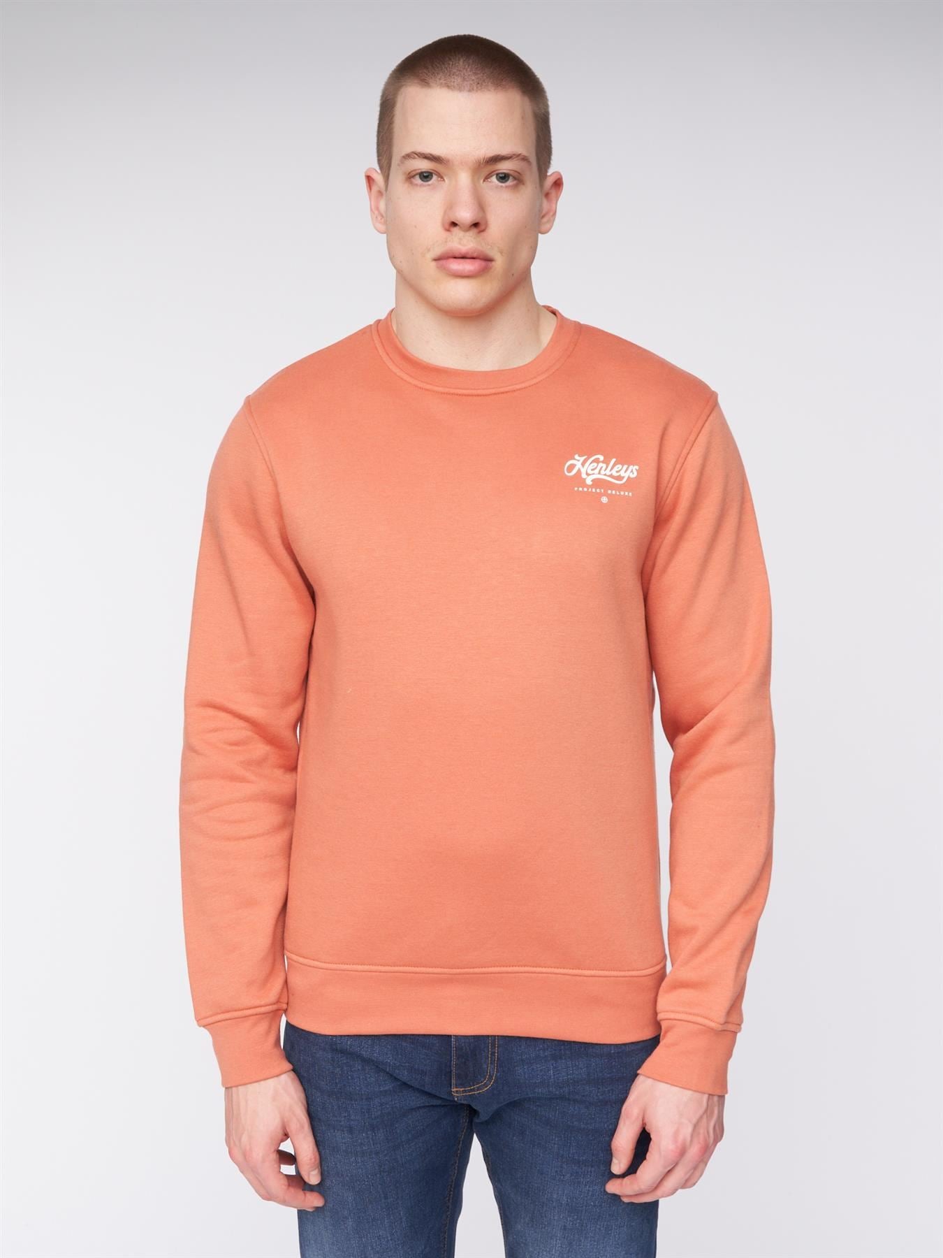 Mens Scripthen Crew Sweat Brick Red