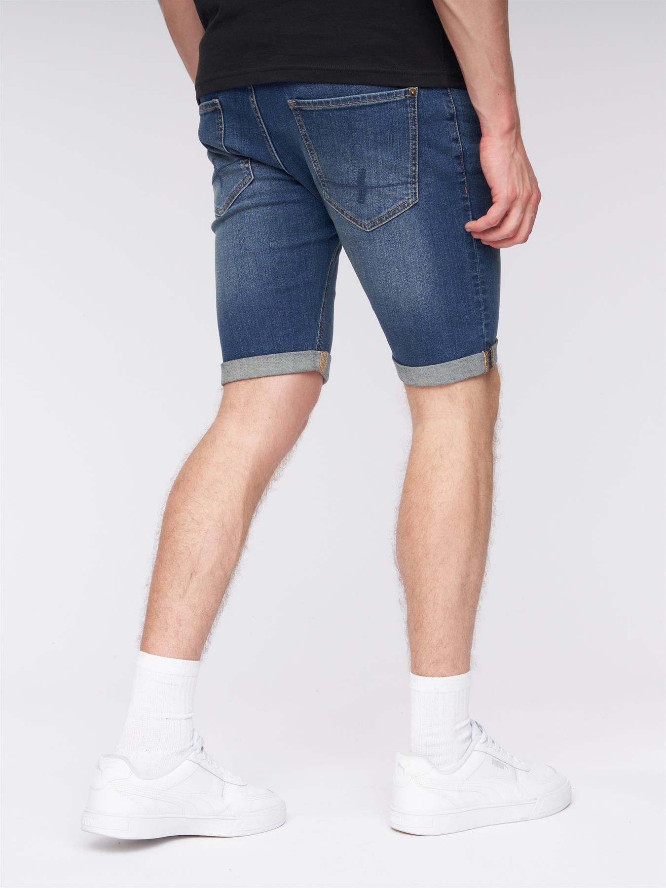 Mens Flex Denim Shorts Stone Wash