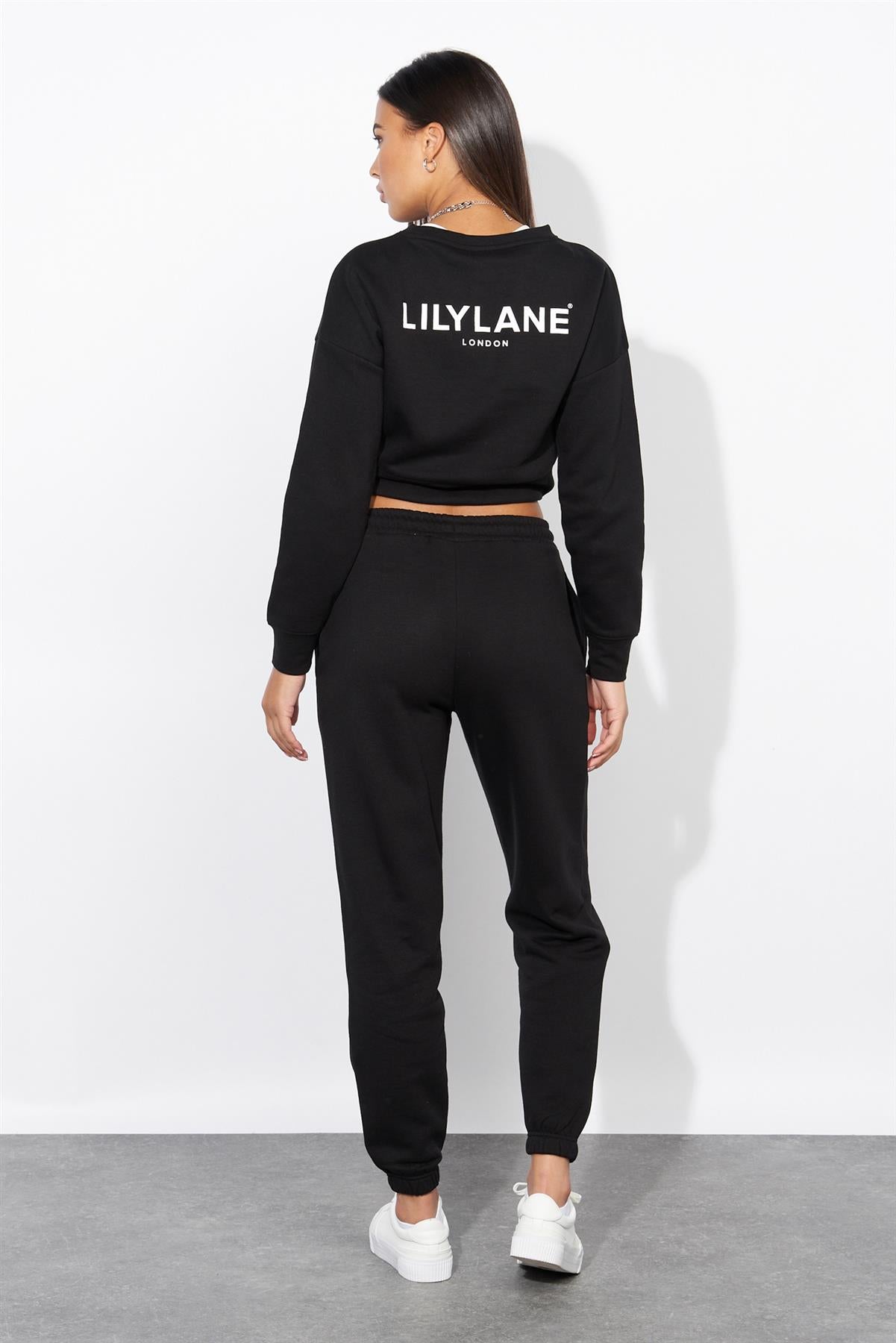 Ladies Lily Lane Josephina Crop Sweat Black
