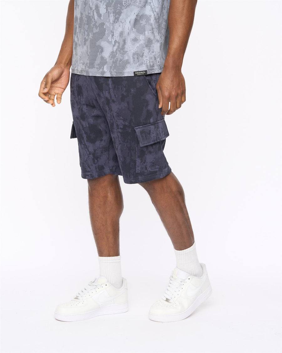 Mens Bardon Camo Cargo Shorts Navy