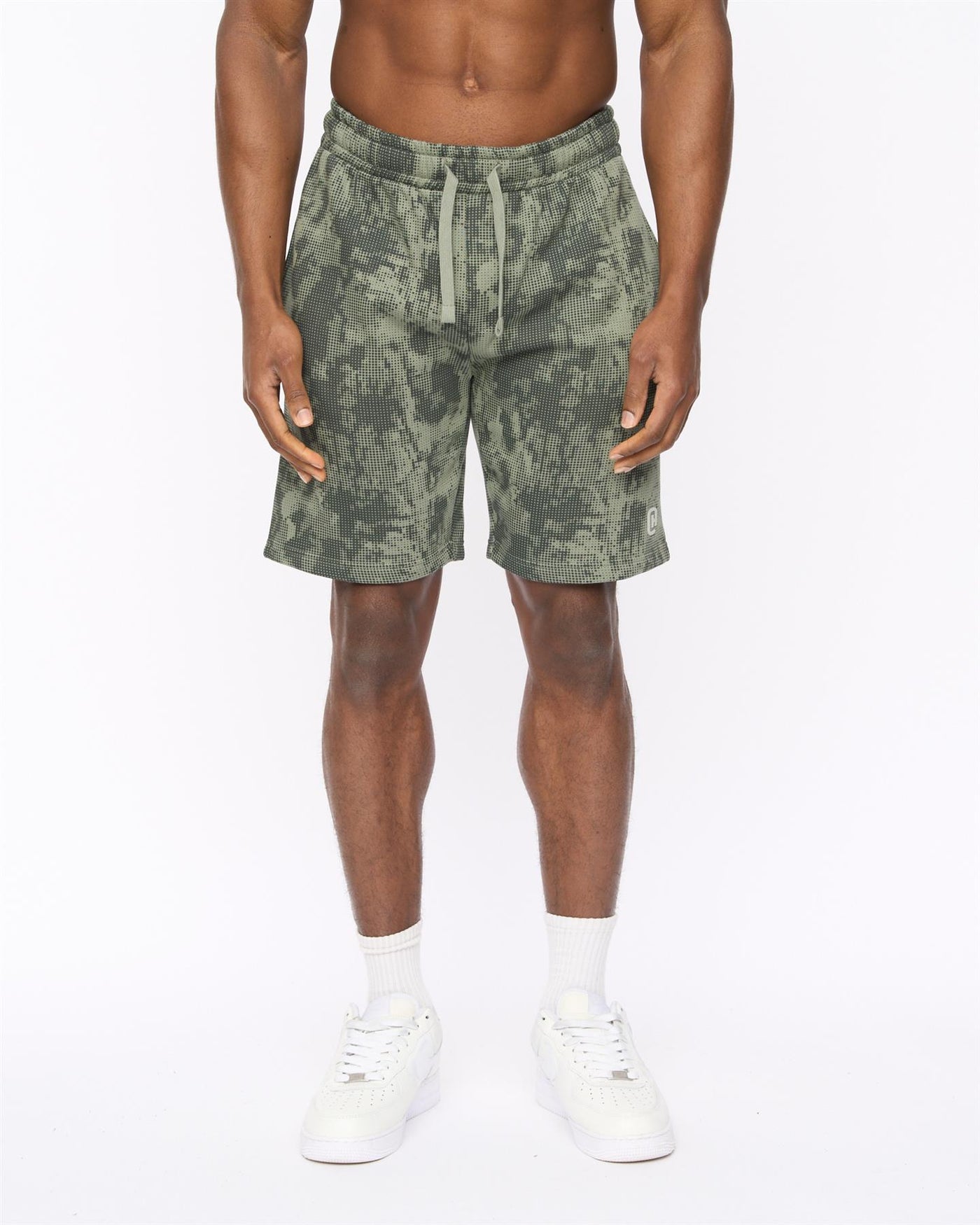Mens Bardon Camo Jog Shorts Olive
