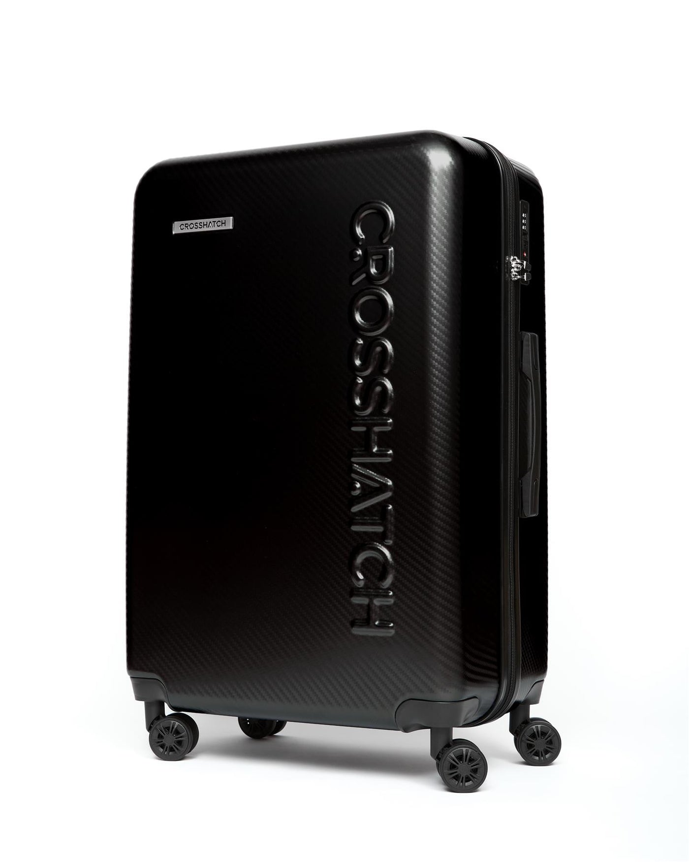 Mens Escapade Embossed Suitcase 3pk Black