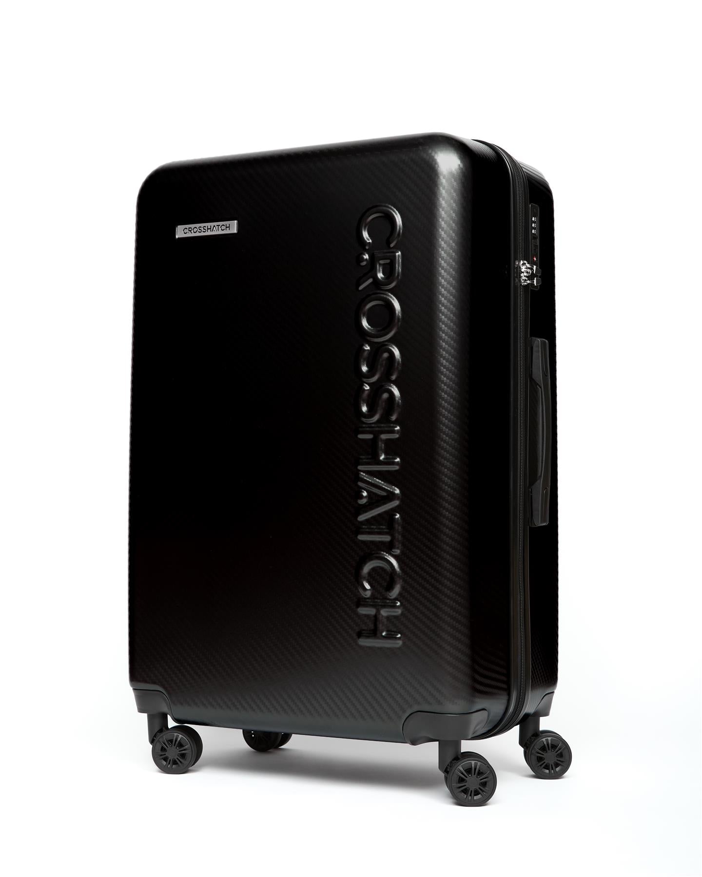 Mens Escapade Embossed Suitcase 3pk Black