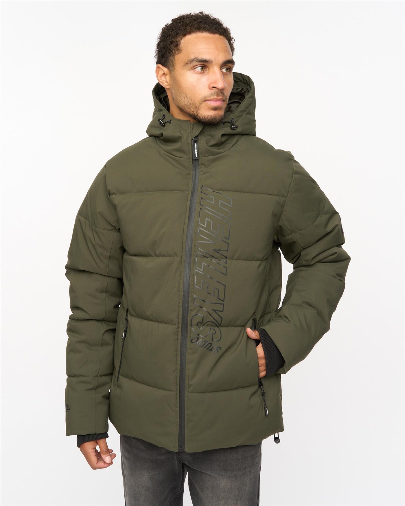 Mens System Ski Puffer Jacket Khaki