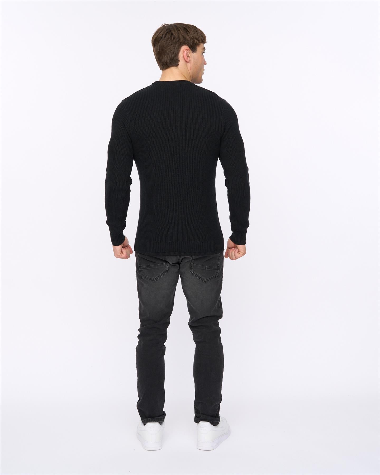 Mens Kabstars Cable Knit Black