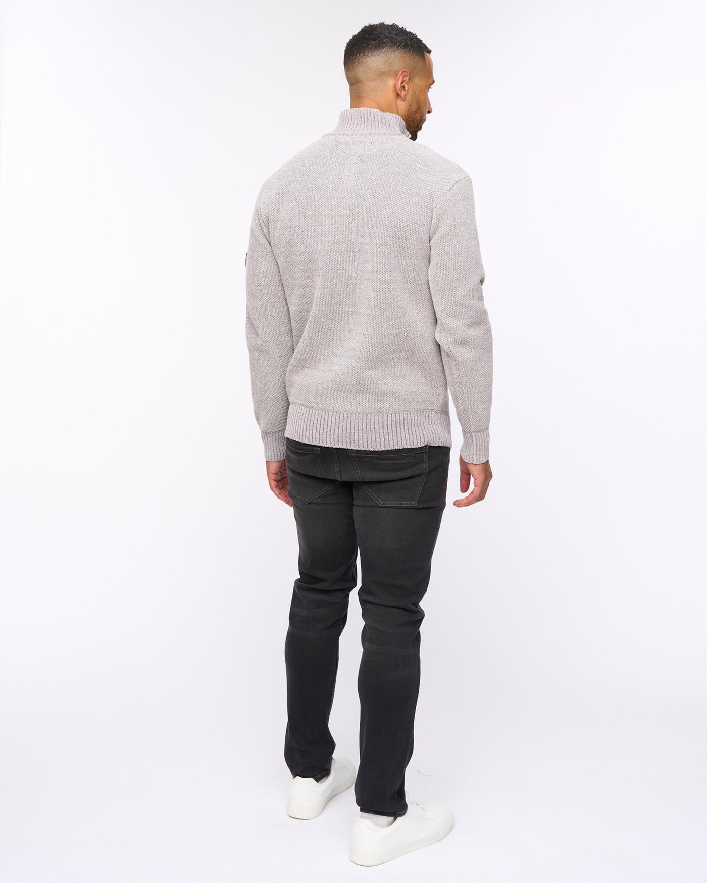 Harewood Chenille 1/4 Zip Jumper Light Grey